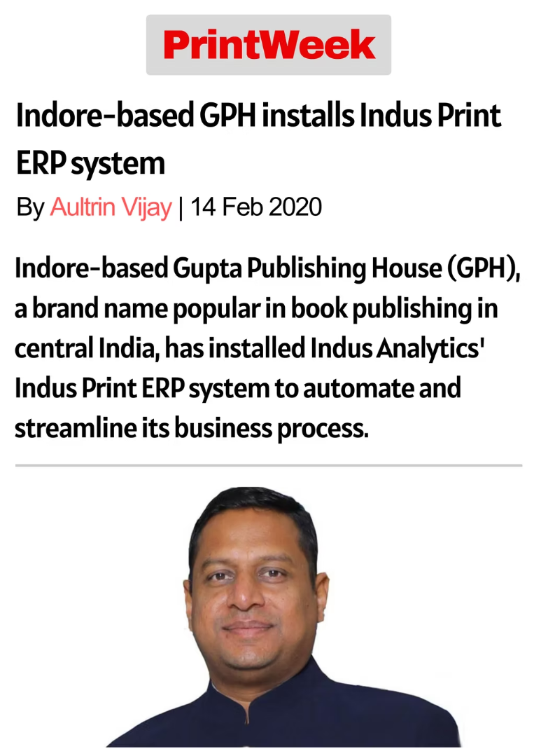 Indore-based GPH installs Indus Print ERP system
